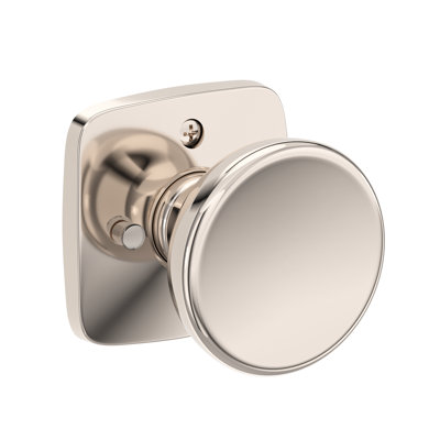 Solvang Privacy Knob with Soft Square Rose in Lifetime (PVD) Polished Nickel