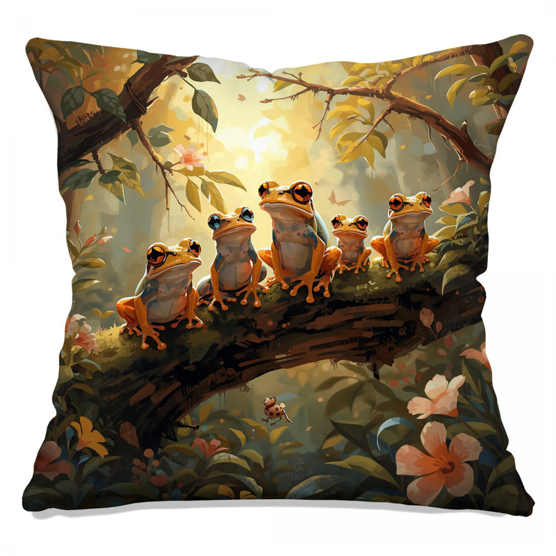 Coussins Frog On Tree Branch, 20 x 20 pouces