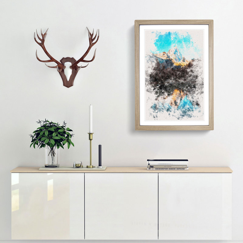 Matterhorn Mountain in Switzerland - Picture Frame Painting Print, 63cm H x 45cm W x 2cm D, Oak Framed