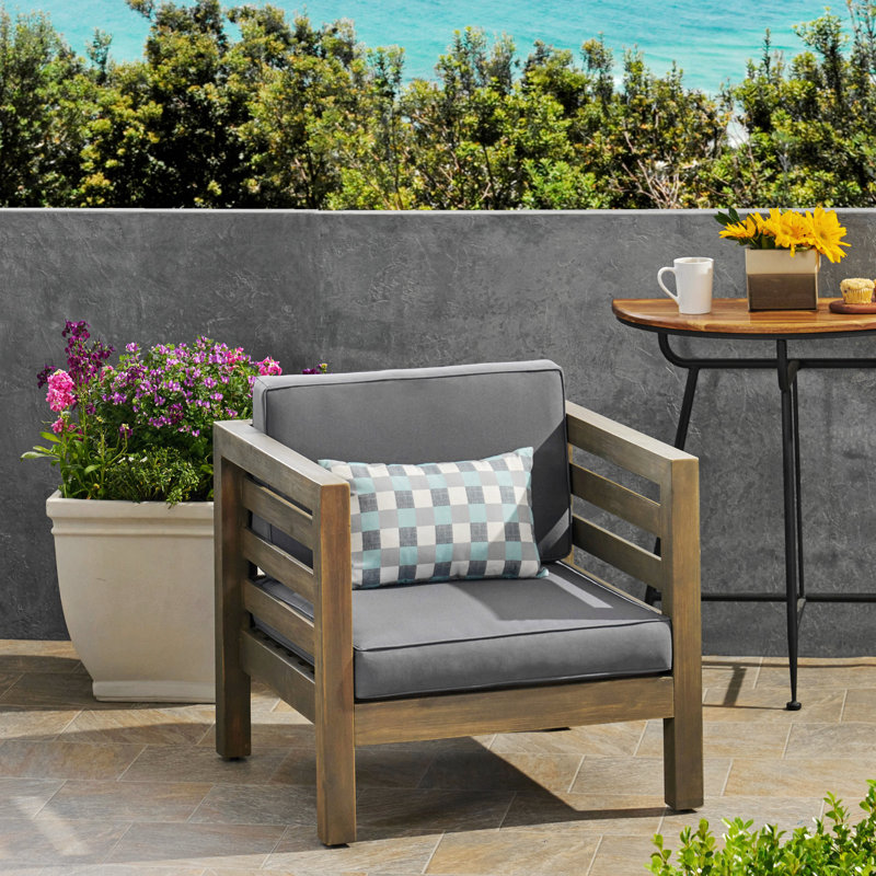 Chaise club Oana, Tissu gris, Gris