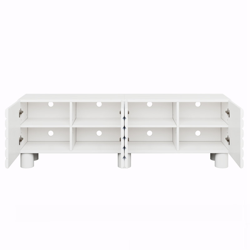 Meuble télé avec tablettes réglables, Blanc