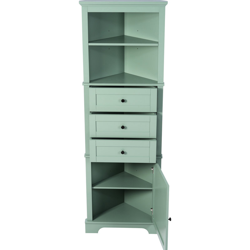 Armoire à tablettes réglables pour salle de bain, cuisine, salon avec rangement triangulaire à 3 tiroirs