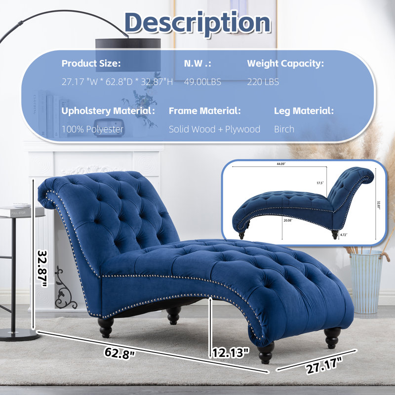 Méridienne sans accoudoirs capitonnée Dietburg, 100 % polyester bleu, Noir