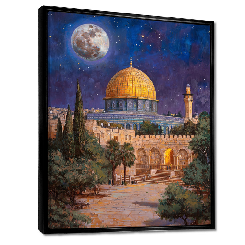 Décorations murales paysage de nuits de la période de la Pâque III, 44" H x 34" W, Floater Framed Print, Black