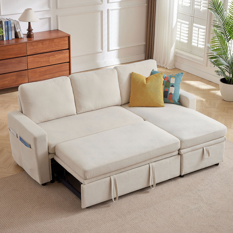 Canapé-lit rembourré 78,94 po, Beige
