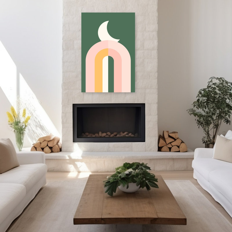 Art contemporain abstrait paysage géométrique audacieux, H 48 po x l 32 po