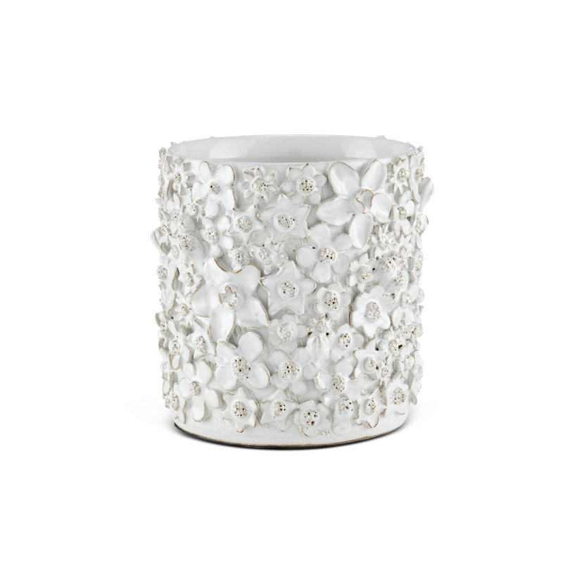 Petit cache-pot blanc Jessamine, H 7 po x l 6 po x P 6 po