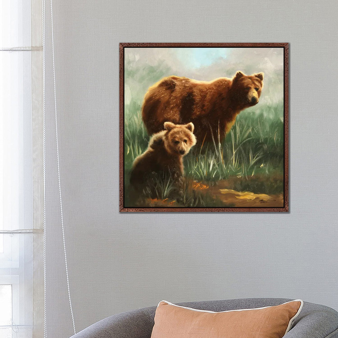 Brown Bears In Grassy Field von D. "Rusty" Rust - Gallery-Wrapped Canvas Giclée