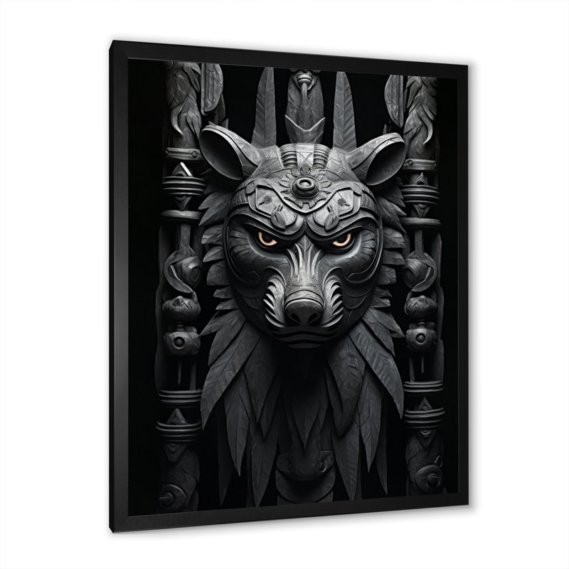 Masque Leylah Native Art Spirit, H 32 po x l 24 po x P 1 po, Cadre photo noir