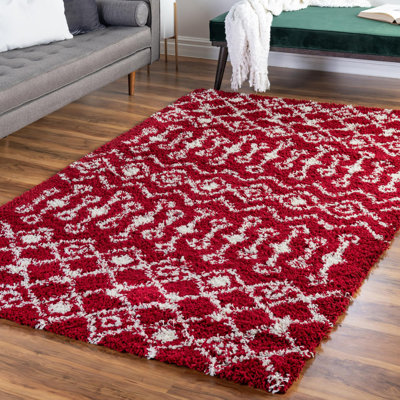 Tapis à poil long à motif treillis marocain Griego