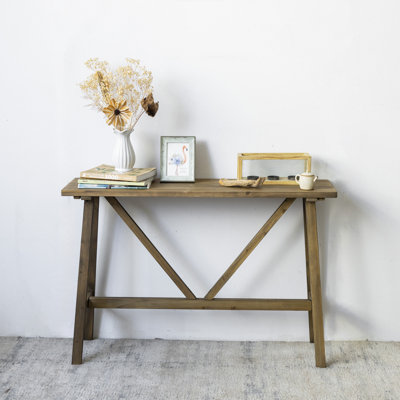  Fawaka 43"W Standard Narrow Farmhouse Solid Wood Console Table,Natural Color