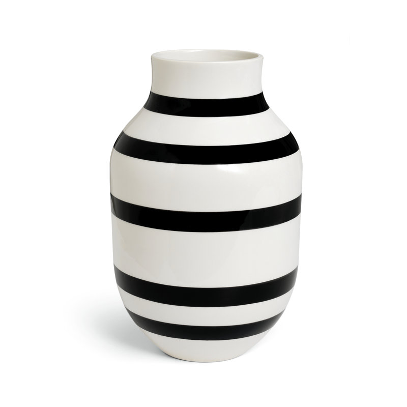 Vase en cadeau, Blanc / noir, H 12,2 po x l 7,5 po x P 7,5 po