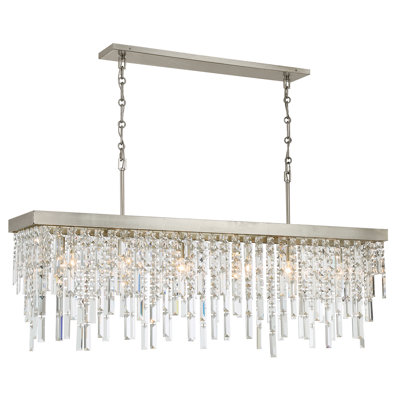 Lustre linéaire argenté antique 6 lumières Meily