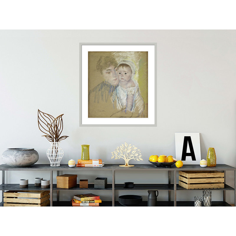«Baby Bill in His Cap and Shift Held by His Nurse» par Mary Cassatt, impression giclée encadrée, H 36,29 po x l 33,5 po