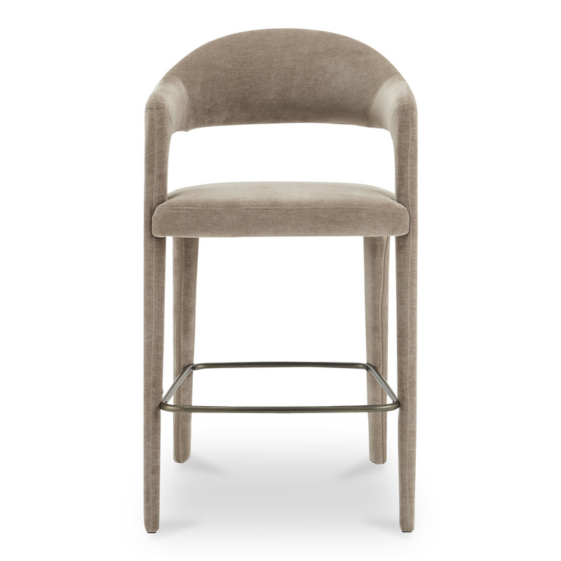 Tabouret rembourré Cathline, Tabouret de bar (siège d'une hauteur de 30,3 po), Polyester brun clair