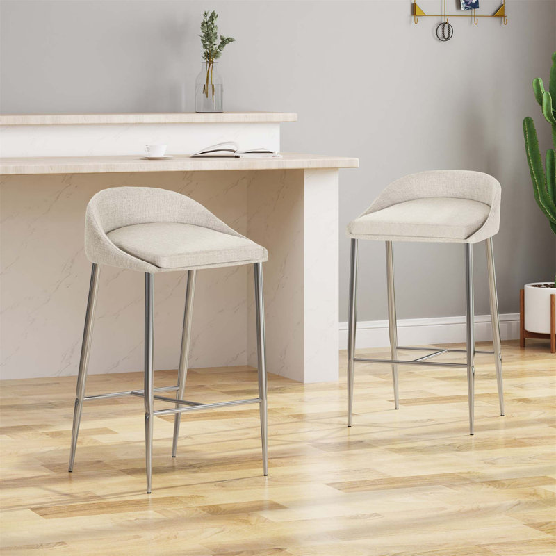 Tabouret de comptoir rembourré 26 po Shounda, Beige