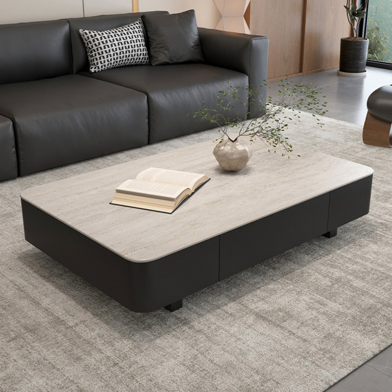 Table basse rétro Rockboard, H 13,8 po x L 47,2 po x l 23,6 po, Noir, noir, noir, noir, Crème, crème