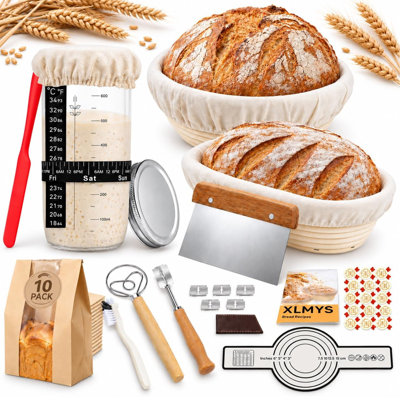 Sourdough Starter Kit, Bread Proofing Baskets