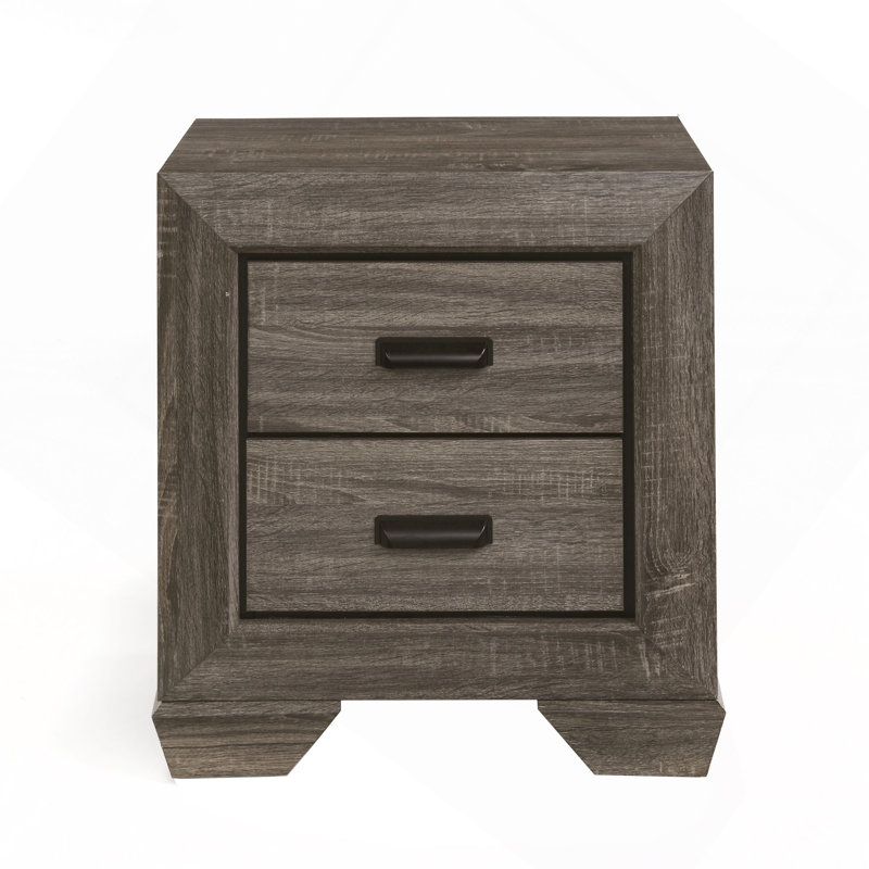 Weathered Grey Grain 2-Drawer Nightstand