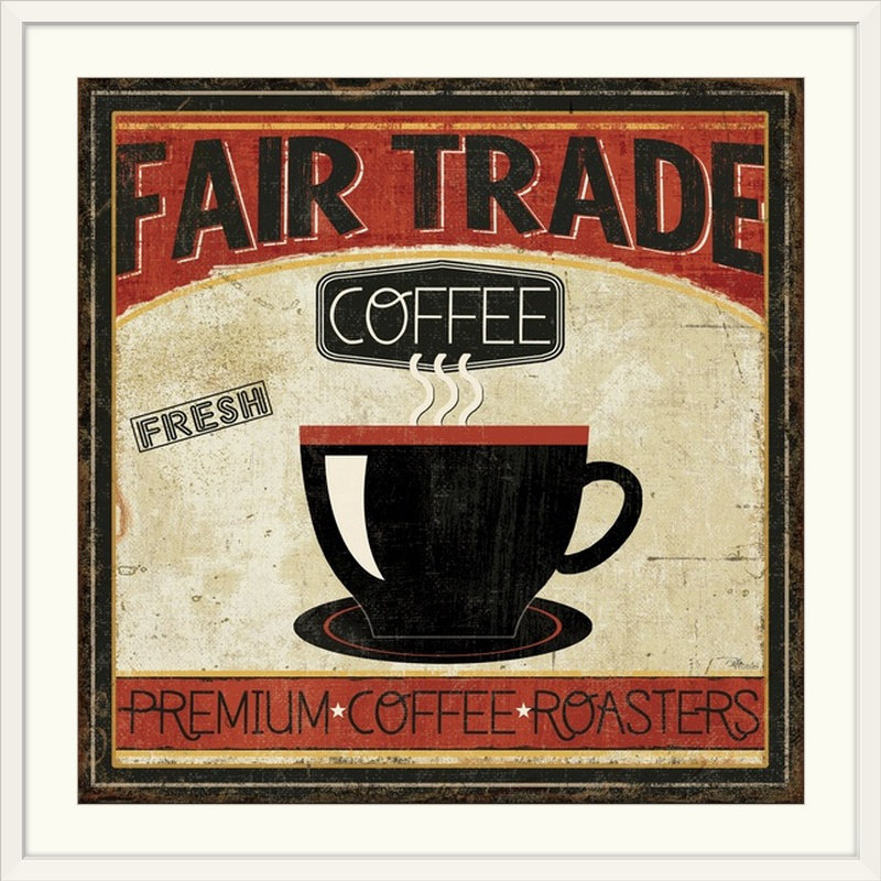 «i rétro, annonce Coffee Roasters, H 38 po x l 38 po x P 1 po, Cadre blanc