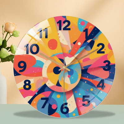 Horloge murale colorée avec design unique - horloge murale moderne en verre 12 po