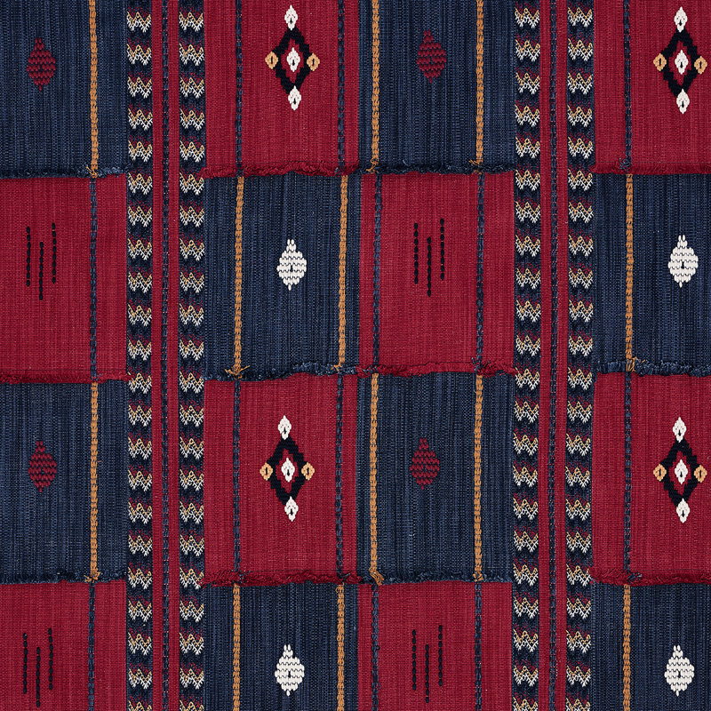 Aravali Patchwork Fabric, Ink/Cerise