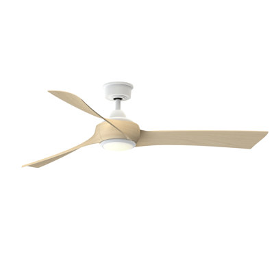 Wrap Custom 60 inch Indoor/Outdoor Ceiling Fan with LED CCT Select Light Kit - Matte White with Natural blades
