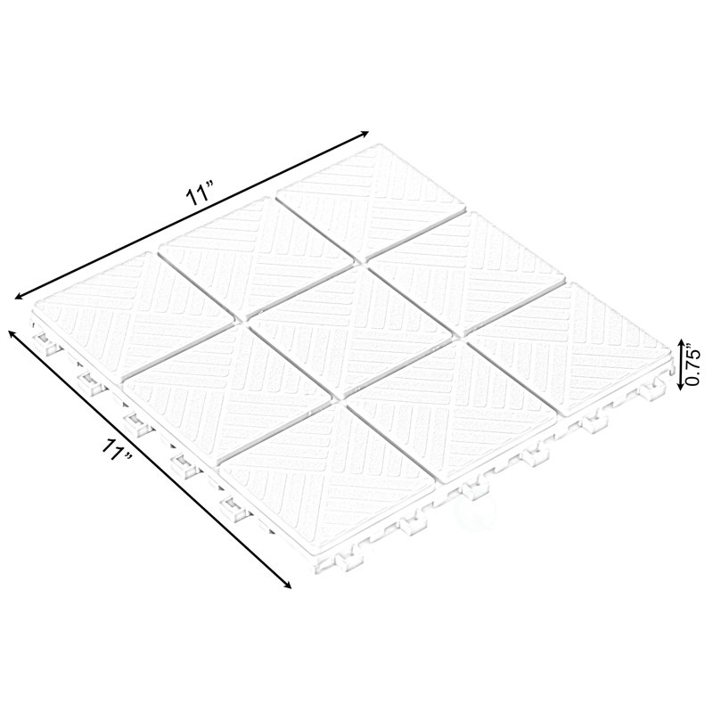 Gray Plastic Interlocking Square Outdoor Deck Tiles with Water Protection