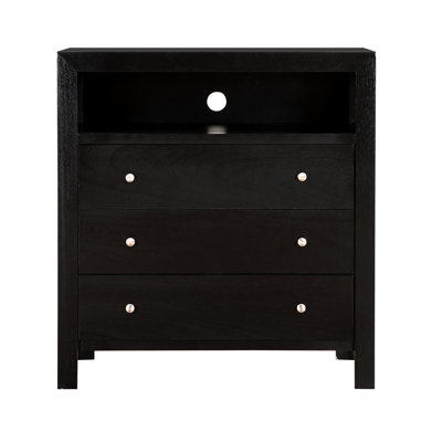 Meuble télé média, commode 3 tiroirs noir