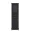 Armoire de rangement autoportante à la mode 63 pouces avec tablette réglable, 2 tiroirs utiles et portes en verre élégantes-1317634867