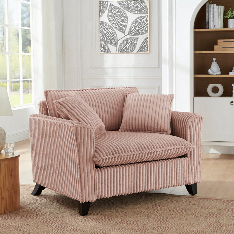 Fauteuil en velours côtelé l 46 po, Rose