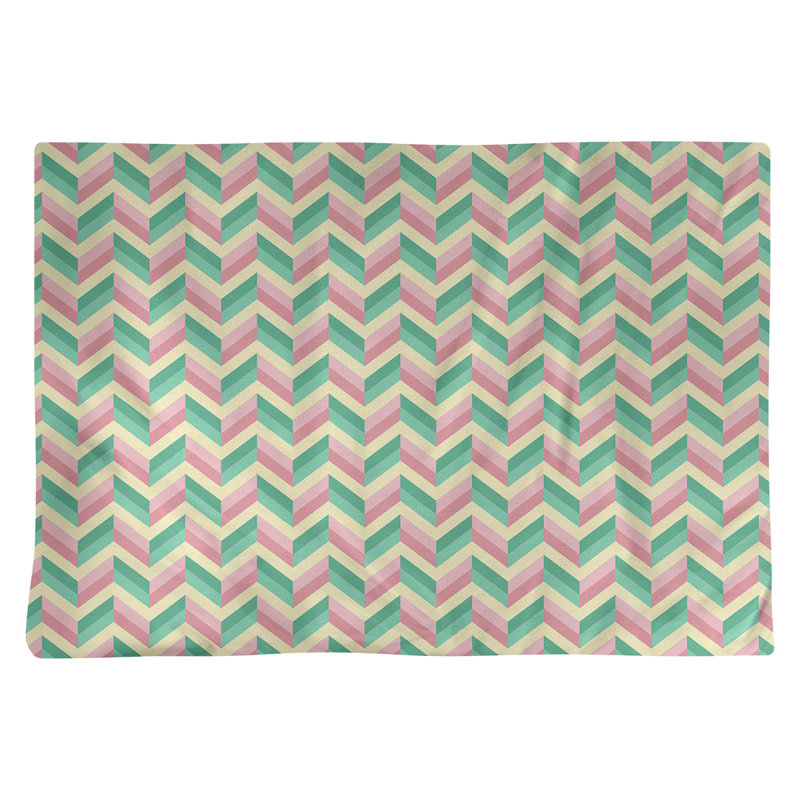Napperon en coton 18 po chevrons, Vert et rose