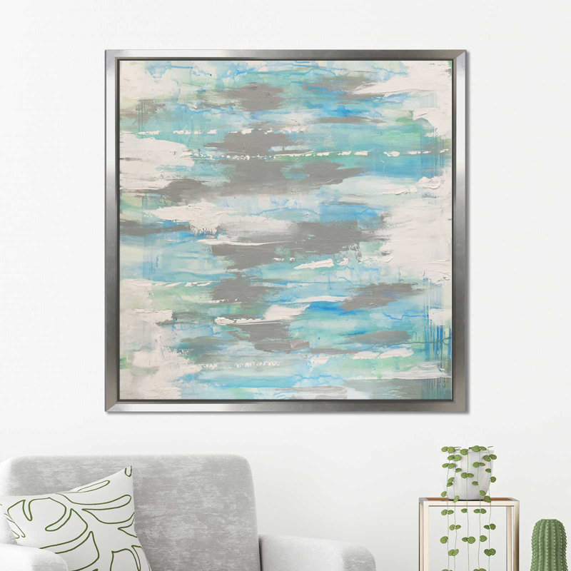 " Blue Gaze (square) " by Cassie Studios, Silver Floater Frame, 31.5" H x 31.5" W x 2" D