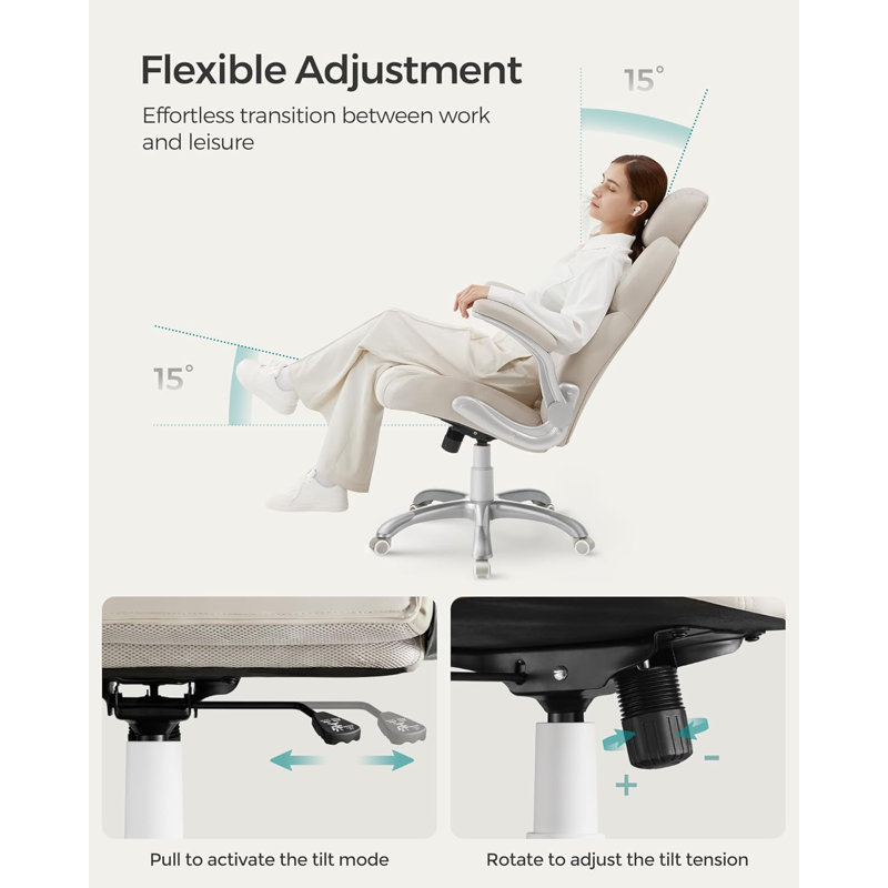17 Stories Adjustable Faux Leather Swiveling PC & Racing Game Chair, White