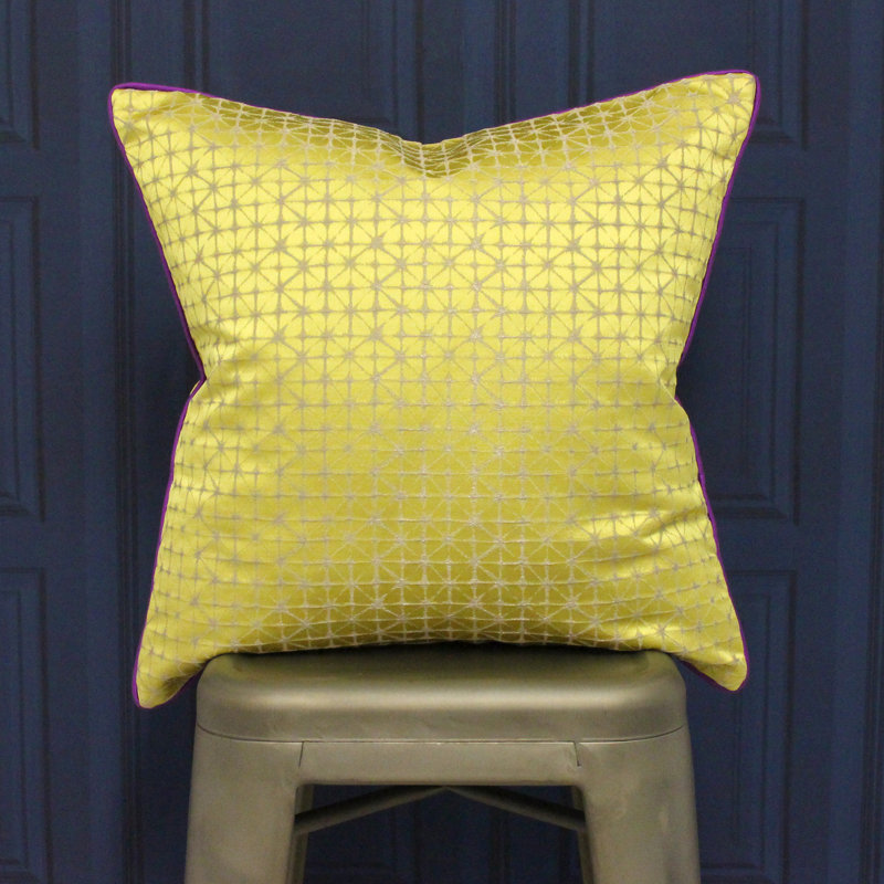 Geometric Square Cushion Cover, Gold