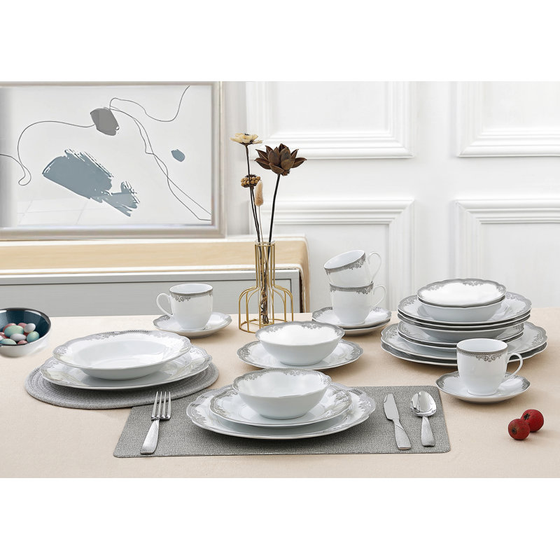 Service de table Lorren Home Trens, Blanc / argenté, 24