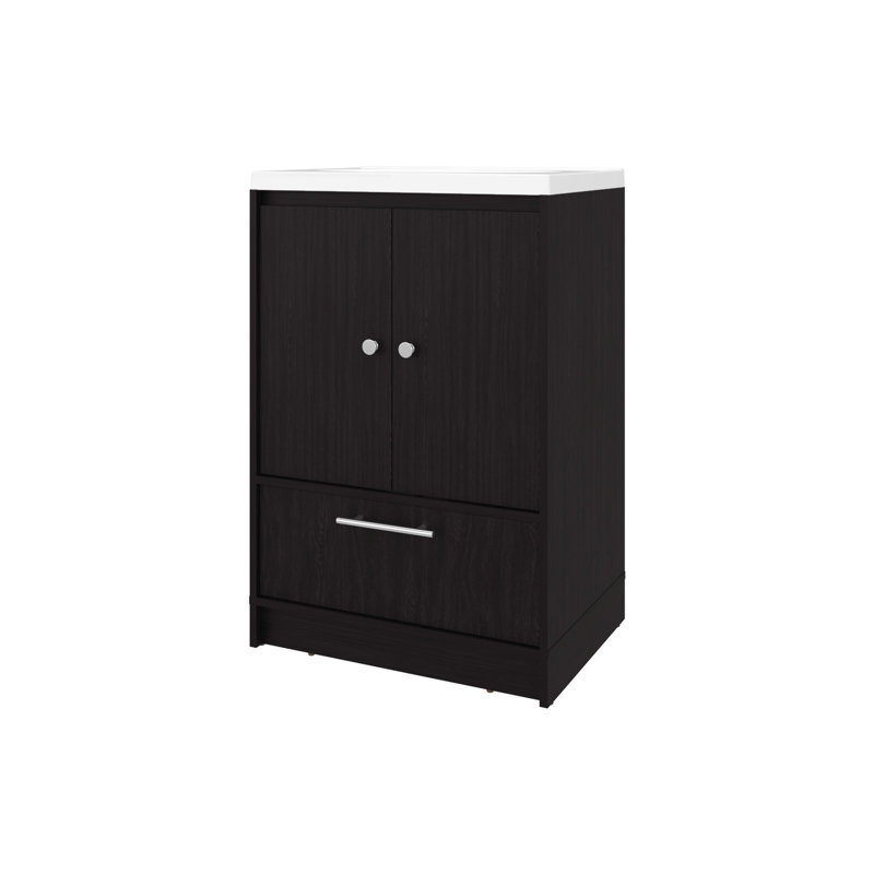 Meuble-lavabo autoportant à 2 portes, 36 pouces de hauteur, 24 de largeur, 17,8 de profondeur, finition, panneau de particules, finition de rangement pratique et élégante sur solution simplifiée
