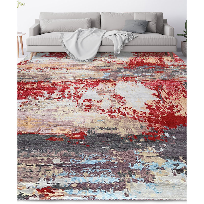 Hand Woven Wool Abstract Area Rug, Rectangle 9' x 12'