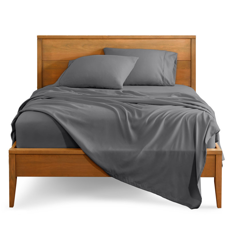 Bare Home Ultra-Soft Microfiber Sheet Set, Gray, Split Queen Sheet Set+2 Fitted Sheet+2Pillowcases
