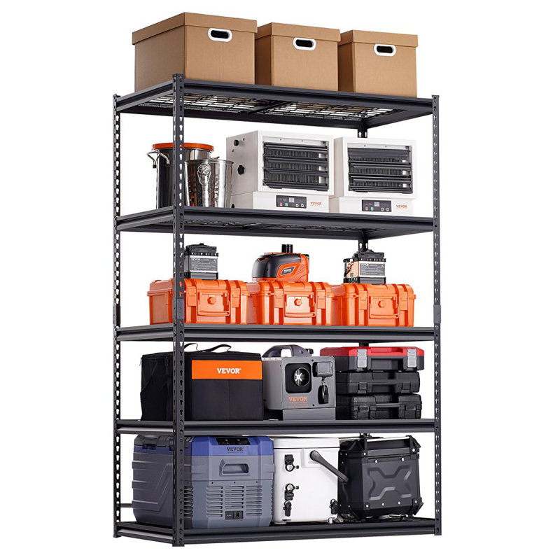 Shelving Unit, 182.9cm H x 121.9cm W x 61cm D, Matte Black