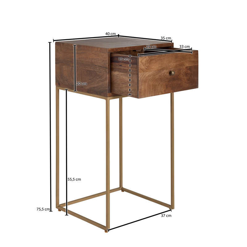 Vanslyke 40cm W Iron Bedside Table