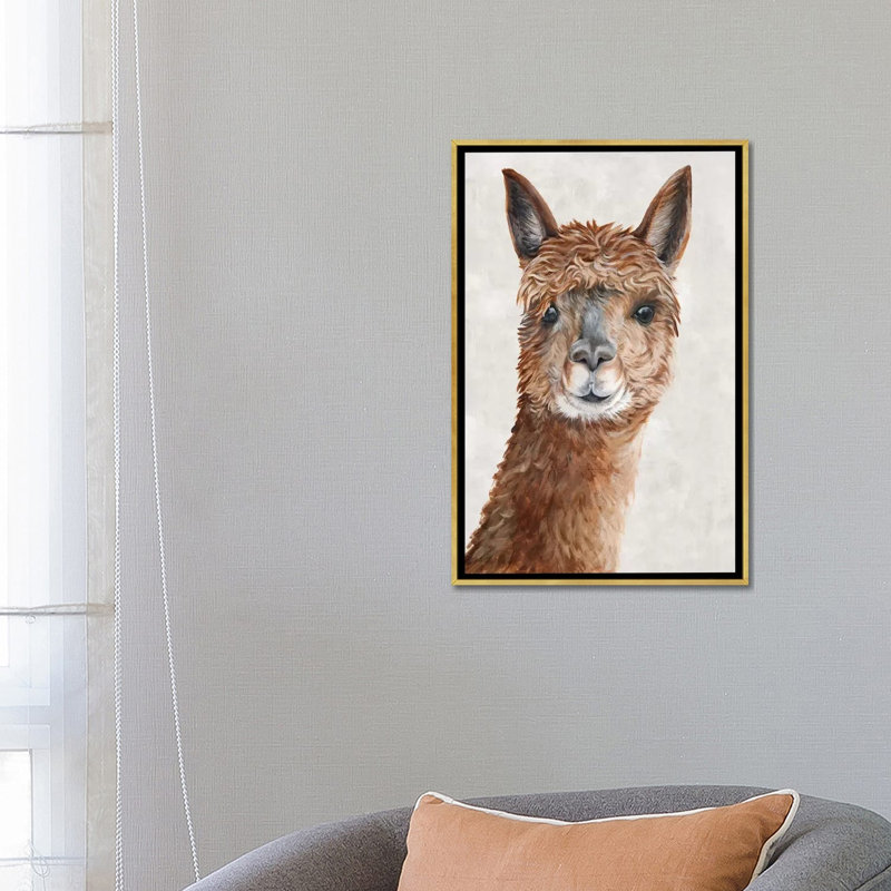 «Suri Alpaca II» par Eva Watts - reproduction d'art, H 26 po x l 18 po x 1,5 po, Toile encadrée d'or, Aucun mat