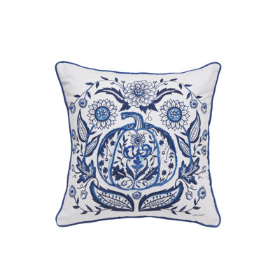  Blue Harvest Pumpkin Thanksgiving Pillow