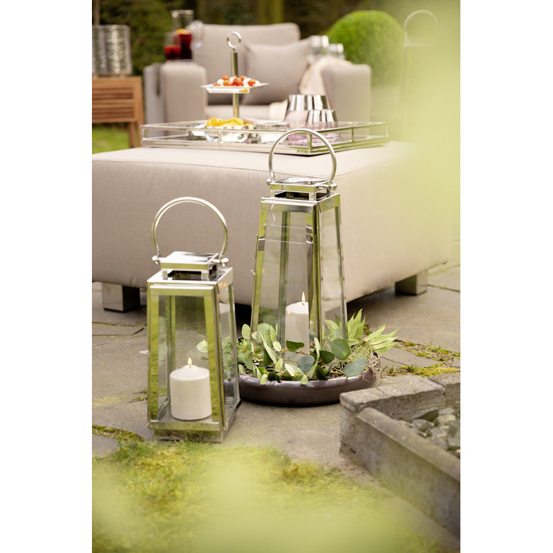 Stainless Steel Floor Lantern, 43cm H x 18cm W x 18cm D
