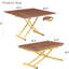 Table multifonctionnelle avec surface texturée en noyer de 0,8 pouce, pieds en métal doré, hauteur réglable, idéale pour la commode, le café et le bureau