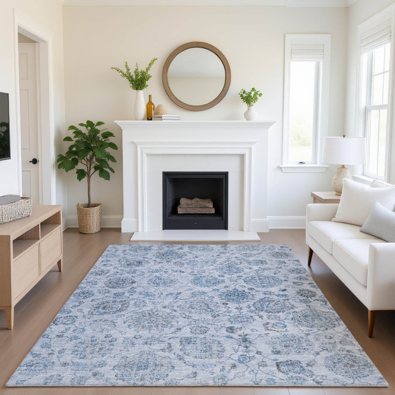 Premium Machine Washable Mayfield AMF1833 Damask Rug, Rectangle 3' x 5'