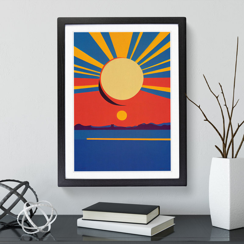 Majestic Abstract Sunset - Framed Print, 34cm H x 25cm W x 2cm D, Black