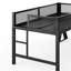 Lit mezzanine simple de très grande taille avec bureau avec pieds en forme de X, lumières DEL, ports USB, escalier et garde-corps en maille - Structure en métal noir, lit surélevé peu encombrant pour les dortoirs, les chambres à coucher et les jeux