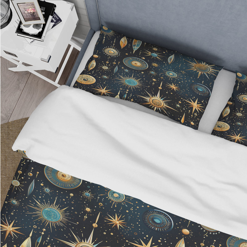 Ensemble de housse de couette Cosmic Nomad Boho Pattern I, Housse de couette simple + 1 taie décorative stan