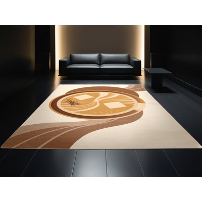Tapis beige uni à motif lavable à la machine Klein Miso Soup